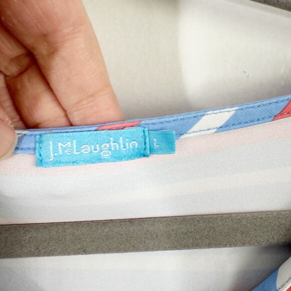 J. McLaughlin Nicola Layered Top Striped Catalina Cloth 3/4 Sleeve Size Large L - Picture 3 of 10